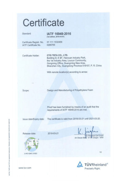 Porcellana Cyg Tefa Co., Ltd. Certificazioni