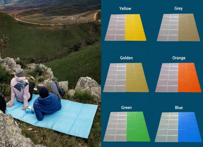 Ingrosso Materassi a doppio ripiegamento in bianco in pellicola di alluminio Cella chiusa IXPE XPE Pad di sonno in schiuma per campeggio impermeabile 2 persone 0