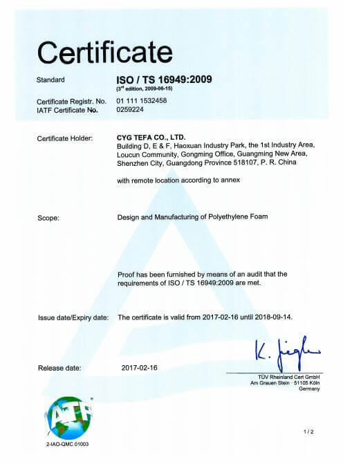 Polyolefin Foam a cellule chiuse. 24